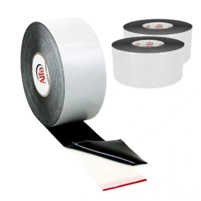 Image de 708 ALFA Bande de protection lambourde, en caoutchouc cellulaire EPDM 1 mm, autocollant une face, protège la construction pluies battantes et bruit, 80 mm x 20 m, lot 3 rouleaux