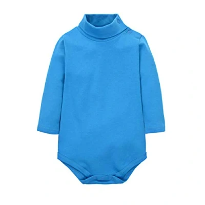 Image de CuteOn bébé Garçons Filles Solide Couleur De base Col roulé Coton Bodysuit Top Bleu 24 Mois