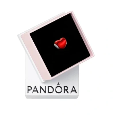 Image de Pandora Breloque cœur en Argent sterling avec émail rouge transparent 793337C02, taille unique, sterling, Pas de gemme