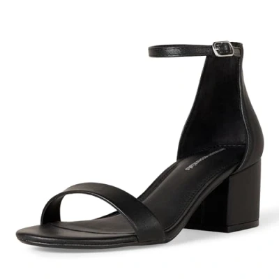 Image de Amazon Essentials Sandale à Talons et Double Bride Femme, Noir Faux Cuir, 45.5 EU