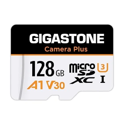 Image de [GIGASTONE] Carte Micro SD 128Go, Camera Plus, GoPro, caméra d&#039;action, de Sport, Haute Vitesse 100 Mo/s, Enregistrement vidéo 4K, mémoire MicroSDXC UHS I A1 V30 U3 Classe 10