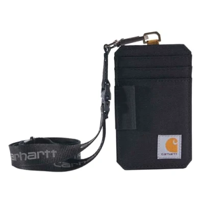 Image de Carhartt Porte carte d&#039;identité standard en toile hydrofuge avec cordon réfléchissant, canard nylon (noir), taille unique