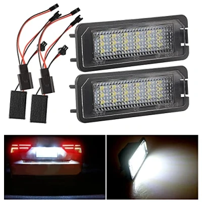 Image de Maimiao LED Éclairage plaque immatriculation 6000K 12V Blanc 18SMD CanBus Feux arrière Pas d&#039;erreur Pour Golf 4 5 6 Polo 9N/6R Passat B6/CC EOS PHAETON etc, 2 Pièces
