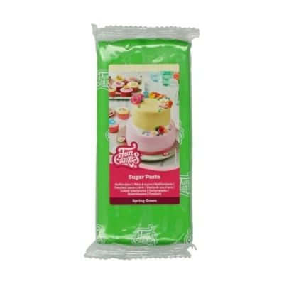 Image de FunCakes Pâte à Sucre Spring Green: facile utiliser, lisse, flexible, douce et pliable, parfaite pour la décoration de gâteaux, halal, casher sans gluten. 1 kg