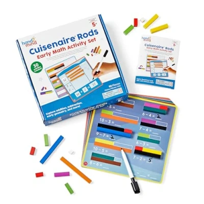 Image de hand2mind Learning, kit d&#039;activités mathématiques, Objets de Manipulation école élémentaire, réglettes nombres Cuisenaire, Placer des valeurs, ressources Classe, dès 5 Ans, 96236