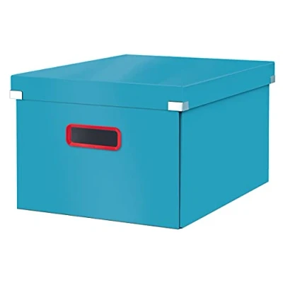 Image de Leitz Click &amp; Store Boîte de Rangement Pliable avec Couvercle, Carton Solide, Format A4, Maison / Bureau, Gamme Cosy, Bleu, 53480061