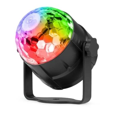 Image de Fuzzix Tornado Boule Disco Lumineuse 3 Watts RGB, Modes de Musique, Effet Strobe, Support Ventouse, Télécommande, Idéal pour fêtes d&#039;anniversaires à la Maison, Chambres d&#039;Enfants
