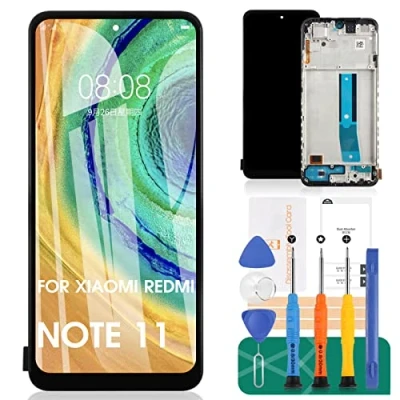 Image de SRJTEK Écran de rechange pour Xiaomi Redmi Note 11 LCD Kit réparation d&#039;écran tactile (avec cadre, noir)