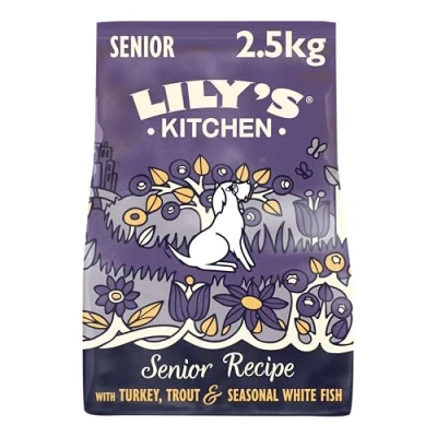 Image de Lily&#039;s Kitchen Senior Recipe Dinde, Truite et Saisonnier Nourriture sèche complète pour Chiens sans Grains naturels (2,5 kg)