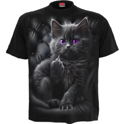 Image de Spiral Cattitude Unisexe T Shirt Manches Courtes Noir M 100% Coton Regular/Coupe Standard