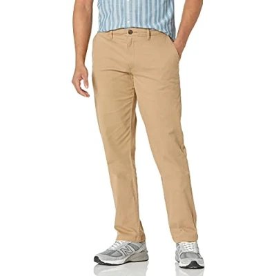 Image de Amazon Essentials Pantalon Chino Extensible Style décontracté Coupe Droite Homme, Brun Kaki Foncé, 42W / 28L