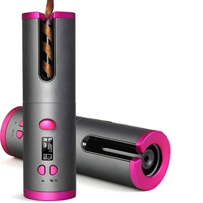 Image de EMEBAY Fer à Friser Automatique Sans Fil, Boucleur Cheveux Rechargeable USB, Bigoudi Anti Brûlures avec Minuterie, Boucler Auto Rotatif Portable 6 Température Longs et Courts