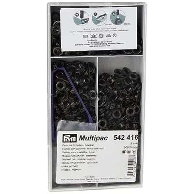 Image de Prym 542416 1 Œillets et rondelles, 5,0 mm noir oxydé, Laiton, 5