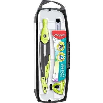 Image de Maped Compas Métal Open Mine Coffret 3 pièces Avec Sécurité Protège Pointe Sèche et Accessoires Interchangeables Collège Coloris Aléatoire