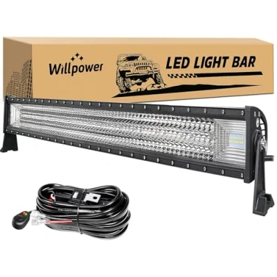 Image de Willpower Bar a LED, 52&#039;&#039; 675W Triple rangée faisceau combiné Barre de LED avec 12V câblage kit Rampe Phare Projecteur pour offroad Véhicules Voiture camions ATV