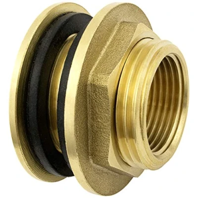 Image de SHYNE Traversée de Paroi en Laiton 3/4 Pouce (20/27) Haute Qualité Inoxydable + 2x Joints Caoutchouc Gratuits, Cloison Pour Robinets d&#039;eau, Baril Pluie, Conteneur, Cuve Ibc (3pc)