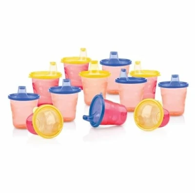 Image de Nuby Ensemble de Gobelets 12 tasse avec couvercle 210ml Couleur Assortie 2 Pack