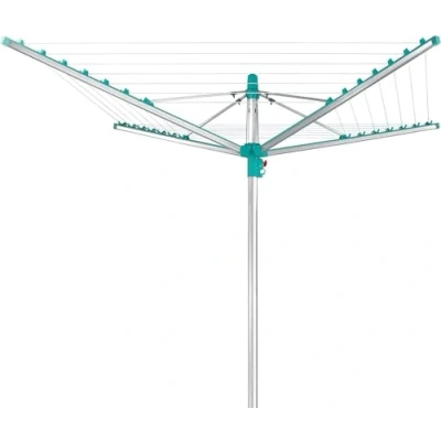 Image de Leifheit séchoir parapluie Linomatic 400 Easy, étendoir à linge 40 m avec douille de fixation et système Easy Lift, rétractation automatique des fils