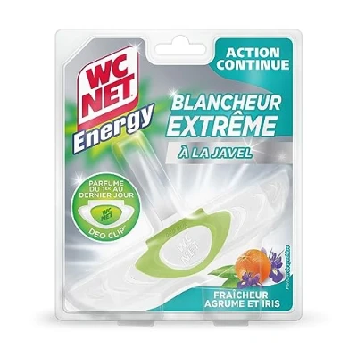Image de WC Net Energy Bloc Anti tartre 5 Actions Blancheur Extreme à la Javel Fraicheur Agrumes et Iris 38 g