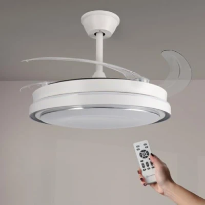 Image de M mimotec Ventilateur de Plafond avec Lumière LED Noir Count, Télécommande, Moteur DC, 6 Vitesses, Silencieux, Lames Rétractables, Fonction Été Hiver, Minuterie, CCT