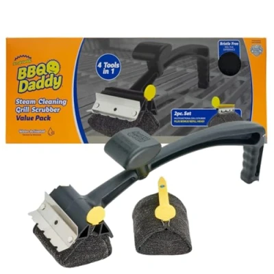 Image de Scrub Daddy BBQ + têtes de recharge Brosse nettoyage pour barbecue avec grattoir et décapsuleur, nettoyeur sans poils métalliques, brosses haute technologie