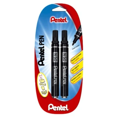 Image de Pentel N50 Lot de 2 Marqueurs Permanent Pointe Conique Noir