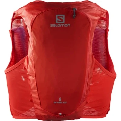 Image de Salomon Adv Hydra Vest 8 Gilet d&#039;hydratation Trail running Randonnée Vélo unisexe, Confort et stabilité, Accès rapide à l’hydratation, Simplicité, Rouge, XL