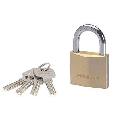 Image de Master Lock 2950EURD Cadenas à Clé Extra Fin en Laiton, Doré, 8,1 x 5 1,7 cm