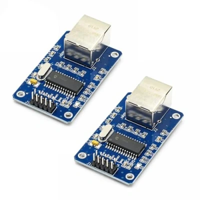 Image de Lot de 2 modules réseau Ethernet ENC28J60 HR911105A 3,3 V broches pour alimentation, module LAN, interface SPI