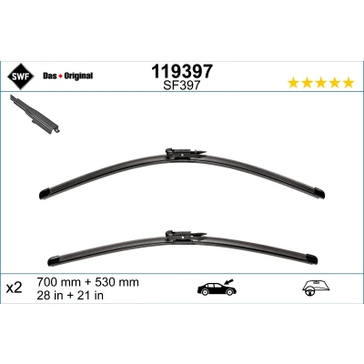 Image de Balai d&#039;essuie glace Swf Visioflex 119397 avant Sans Cadre MERCEDES BENZ: Classe ML, R, GL