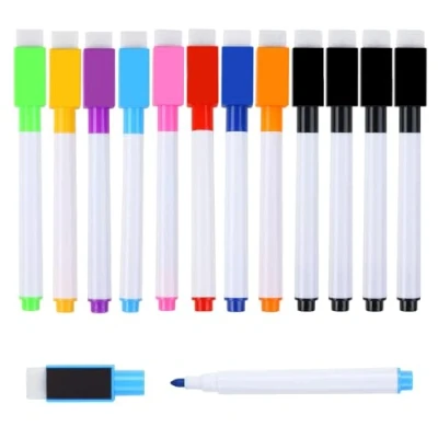Image de Yolistar 12 pcs Stylos de Tableau Blanc,Feutre Effacable,Feutre Ardoise Effacable Stylo,Feutre Magnetique Faible Odeur,Stylo Blanc Pour Maison L&#039;école ou Bureau(9 Couleurs)