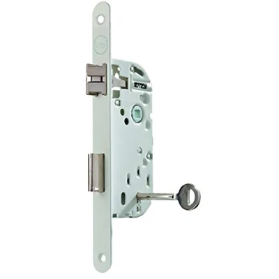 Image de Yale Serrure à encastrer clé, axe 40 mm, Coffre 135 mm Certifié NF Niveau 2 Y75R A40/B/SC Pêne Réversible, Têtière Bouts Ronds Porte intérieure, Chambre, Bureau Blanc, Gâche et Clé Inclus