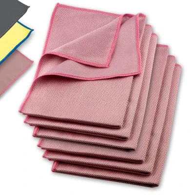 Image de ELEXACLEAN Chiffon en Microfibre (60x40cm, Set de 6, Rouge) sans Laisser Traces pour la fenêtre