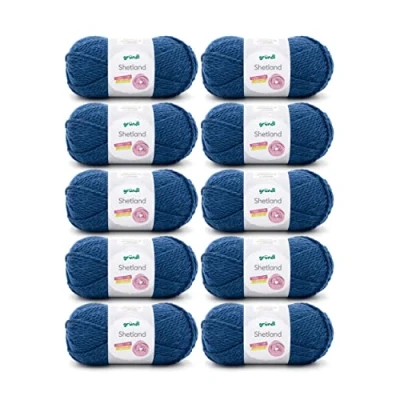 Image de Gründl Shetland Wool (Fil à Tricoter Tendance et Doux composé de 80% polyacrylique 20% Laine, 100 g / 170 m, Taille d&#039;aiguille : 7 8, 10 x g), Bleu