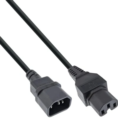 Image de InLine Rallonge de câble d&#039;alimentation IEC 60320 C15 pour C14 1 m noir