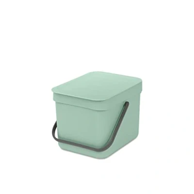 Image de Brabantia Sort &amp; Go 6L Composteur Cuisine Poignée de Transport Petite Poubelle Compost Table, Comptoir ou Sous la Jade Vert 20 x 25 18 cm