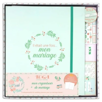 Image de DRAEGER PARIS 1886 Fleuri Kit de Papèterie Mon Organiseur Mariage, Papier, Vert/Saumon, non applicable