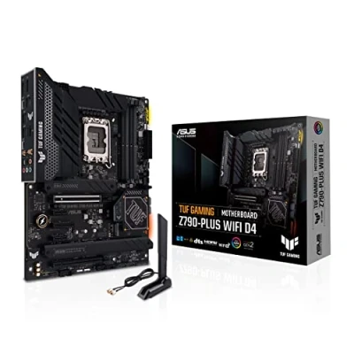 Image de ASUS TUF Z790 PLUS Carte mère Intel LGA 1700 ATX VRM 20+1 phase, DDR4, cinq emplacements M.2, PCIe 5.0, port USB Type C Thunderbolt 4, Wi Fi 6E, overclocking AI et Aura Sync RGB