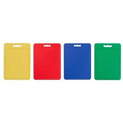 Image de Chef Aid Lot de 4 grandes planches à découper multicolores, surface antidérapante, facile nettoyer et passe au lave vaisselle avec poignée, 40 x 30 cm chacune