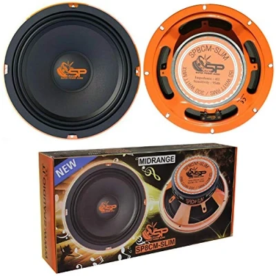 Image de 2 MIDRANGE SP AUDIO SP8CM SLIM Haut Parleur 20,00 cm 200 mm 8&quot; diamètre 150 Watts rms 300 impédance Max 4 ohm 95 DB spl Voiture, par Paire