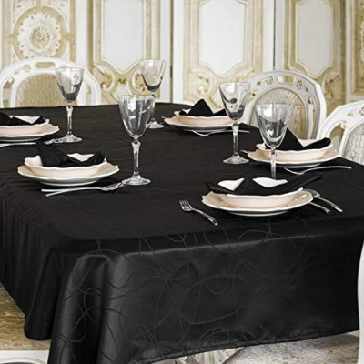 Image de BGEUROPE Nappe Antitache Noir Réf. Lines 150cm x 350cm
