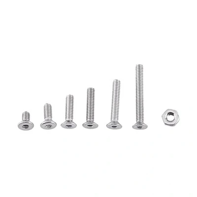Image de M2 Kit de 250pcs Assortiment Vis Boulon Douille Hexagonale Tête Fraisée Plate/Bombée/Cylindrique Six Pans Creux en Acier Inoxydable A2 avec Ecrous, x 4/6/8/10/12/16mm (Tête Plate)