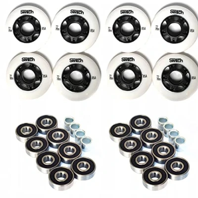Image de Switch Boards Lot de 8 roues roller 72 mm 85 A avec roulements ABEC 9