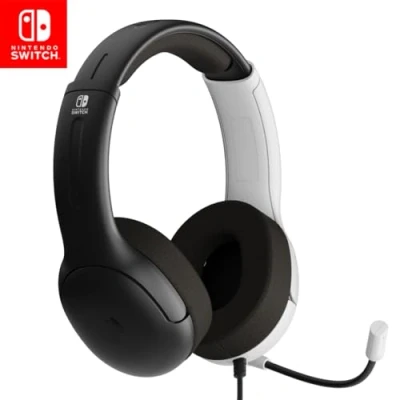 Image de Pdp Gaming Lvl40 Stereo Casque avec Mic pour Nintendo Switch Pc, Ipad, Mac, laptop Compatible Noise Cancelling Microphone, Lightweight, Soft Compourt On Ear Headphones, 3.5 Mm Jack Noir Blanc