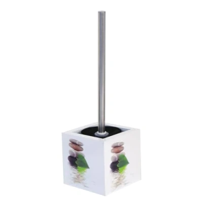 Image de MSV Brosse WC avec support MDF &amp; INOX LINGGA Décor Blanc