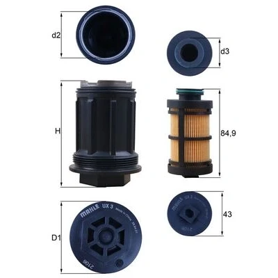 Image de Filtre d&#039;urée MAHLE ORIGINAL UX 3KIT