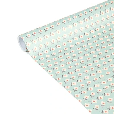 Image de Clairefontaine 223871C Un Rouleau De Papier Cadeau Affiche 80g Dimensions : 5mx35cm (Spécial Petite Largeur) Motif Fleurs Bleues Douce France Idéal Pour Les Petits Emballages