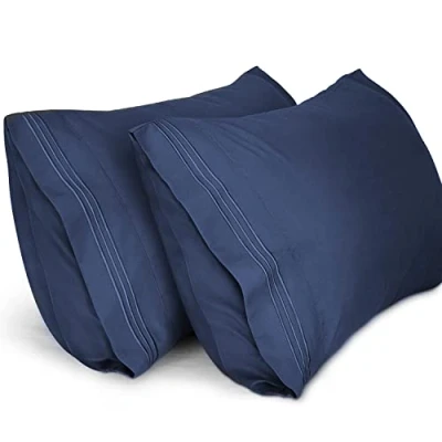 Image de Lirex 2 Pack Taies d&#039;oreiller, d&#039;oreiller en Microfibre Brossée Douce de Haute Qualité, Lavable Machine, Infroissable, Respirant (Bleu, 50 cm x 80 cm)
