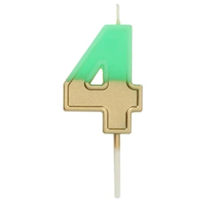 Image de Folat 18864 Bougie Retro Chiffre 4 Vert