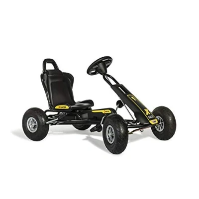Image de Rolly Toys Véhicules à pédale Ferbedo Go at x Racer (Kart Volant sonore et pneus pneumatiques, partir d&#039;environ 3 8 Ans) 105007, Noir/Jaune, 102 60 64 cm